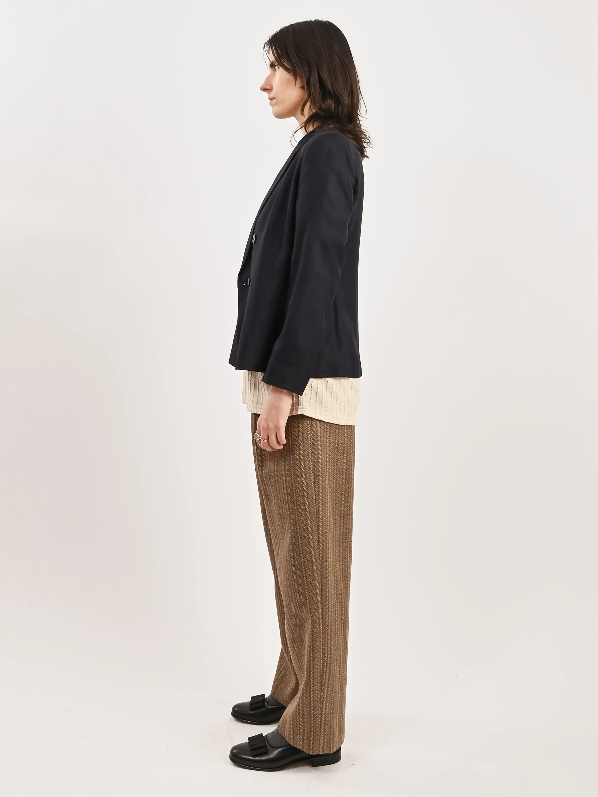 Navy Double Breasted Boxy Blazer