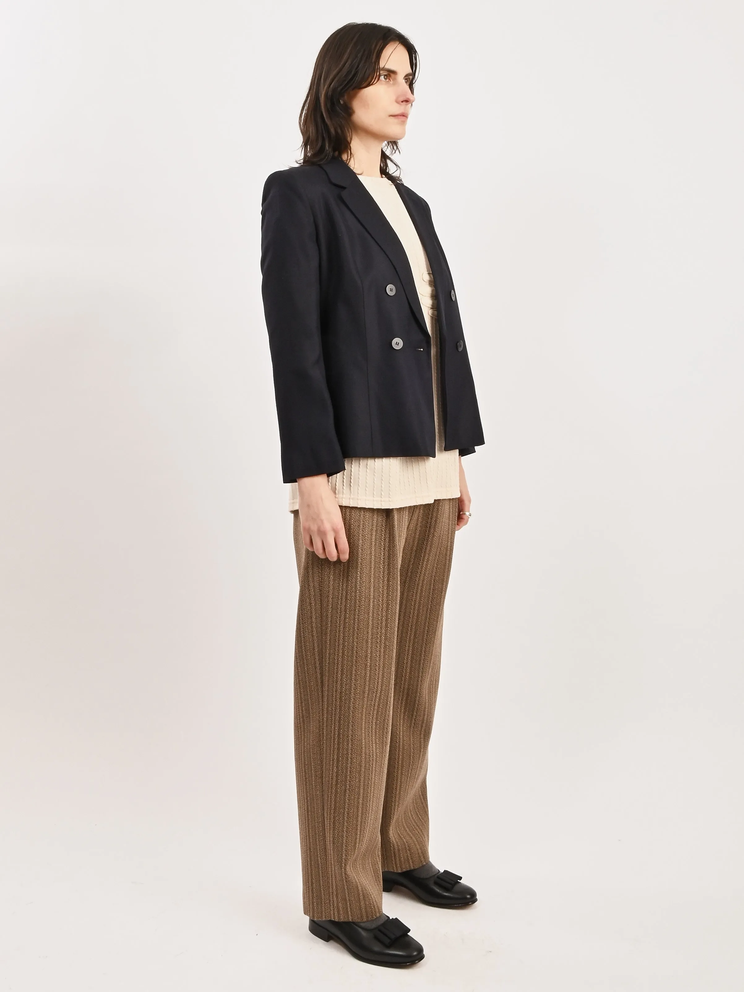 Navy Double Breasted Boxy Blazer