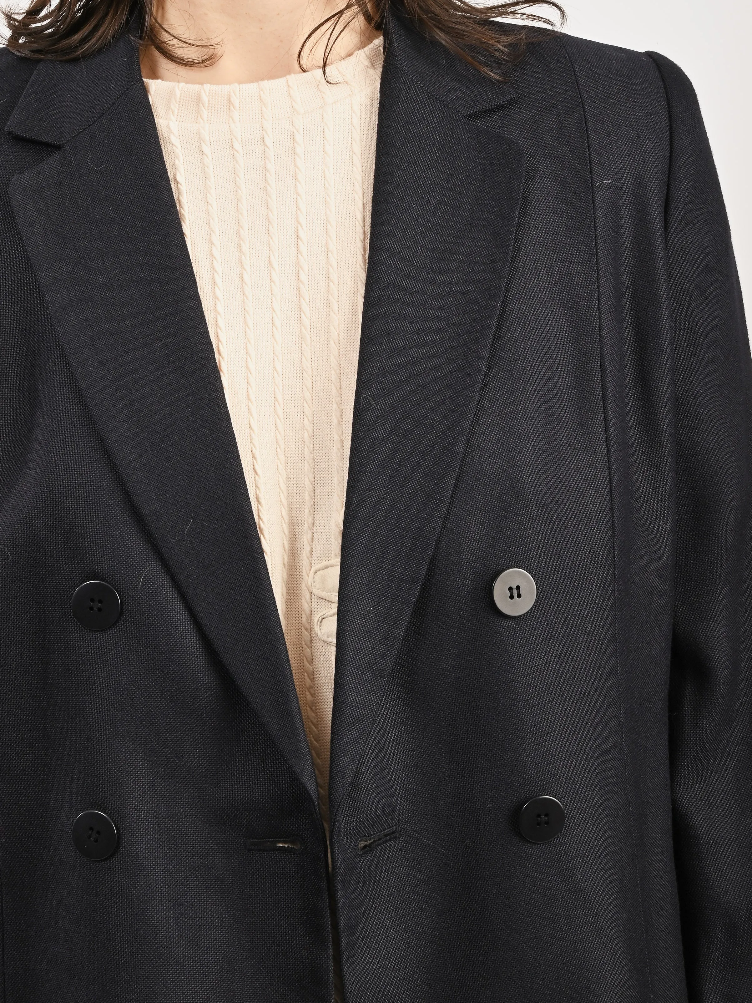 Navy Double Breasted Boxy Blazer
