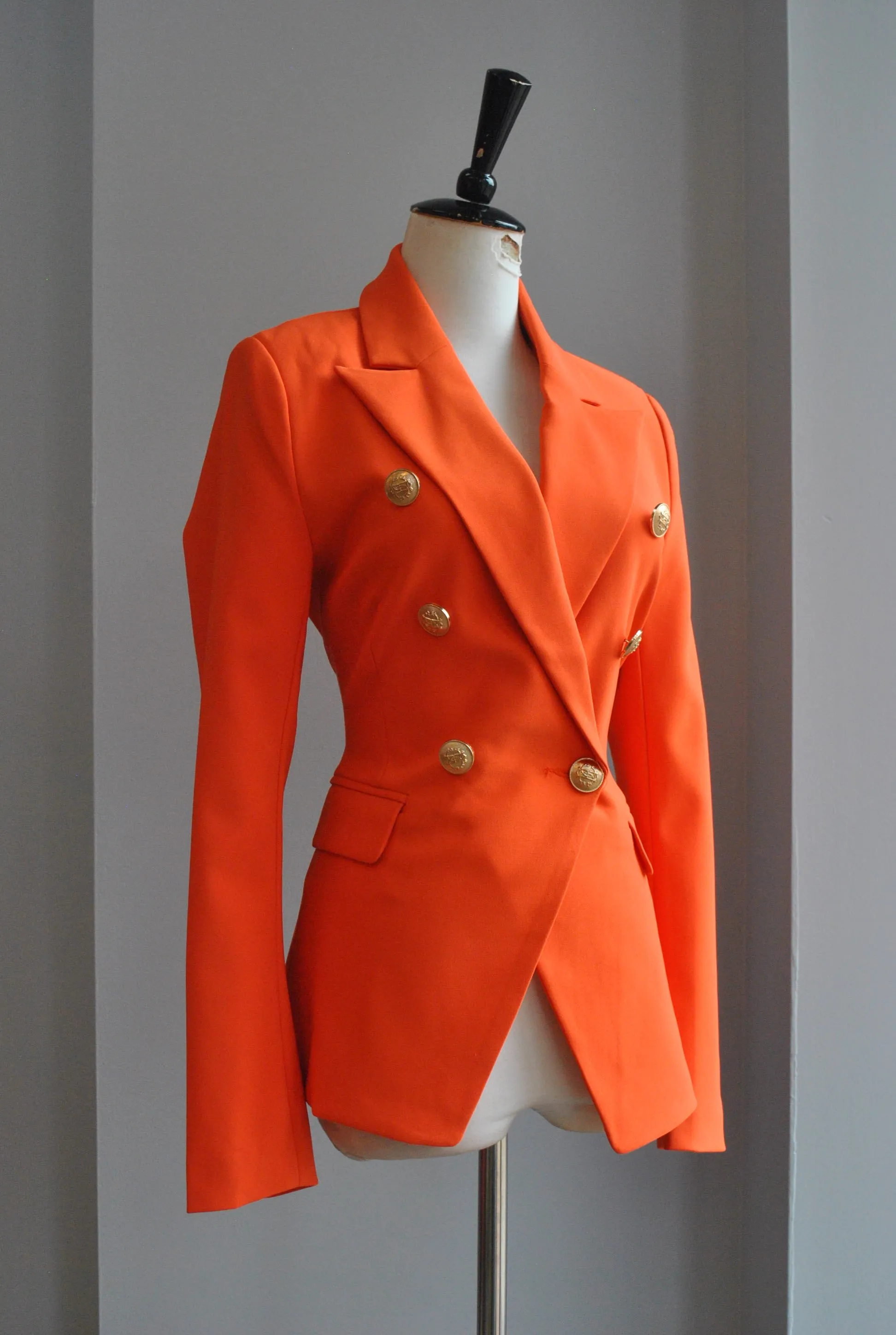 NEON ORANGE DOUBLE BREASTED BLAZER