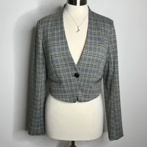 “NEW” Anthropologie Plaid Cropped Blazer Sz 4