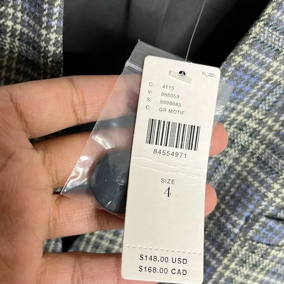 “NEW” Anthropologie Plaid Cropped Blazer Sz 4