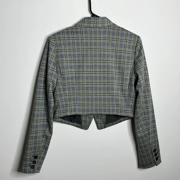 “NEW” Anthropologie Plaid Cropped Blazer Sz 4