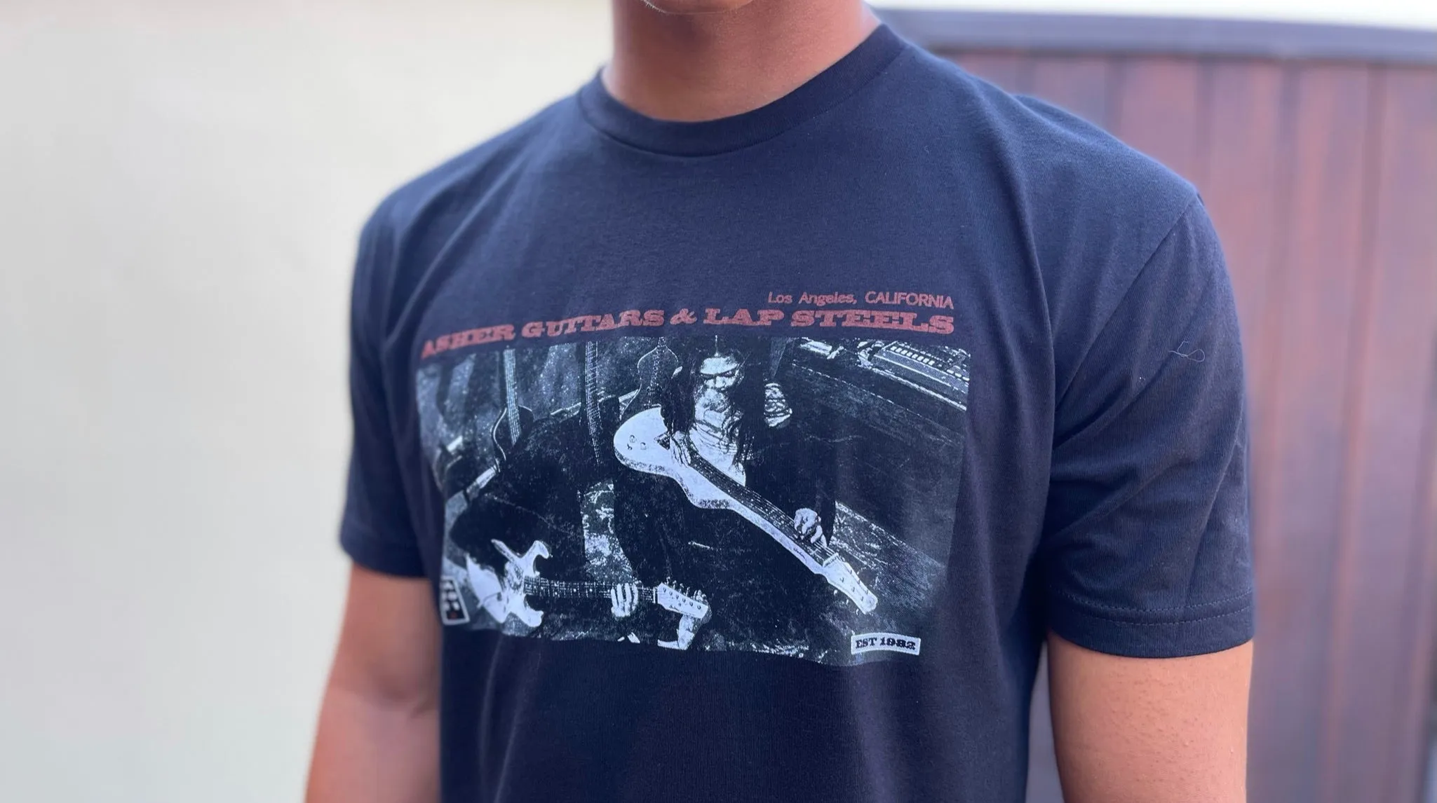 NEW! Asher Guitars "Radio Silence" Men's 100% Cotton Premium T Shirt - Black
