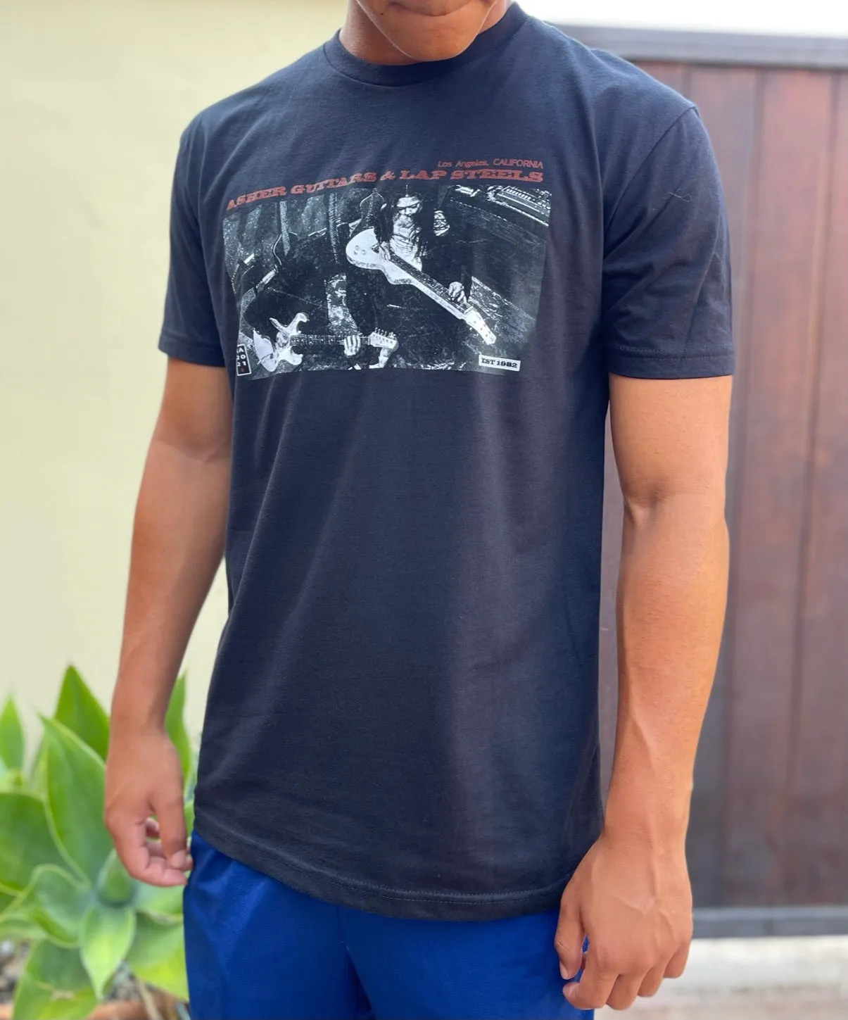NEW! Asher Guitars "Radio Silence" Men's 100% Cotton Premium T Shirt - Black