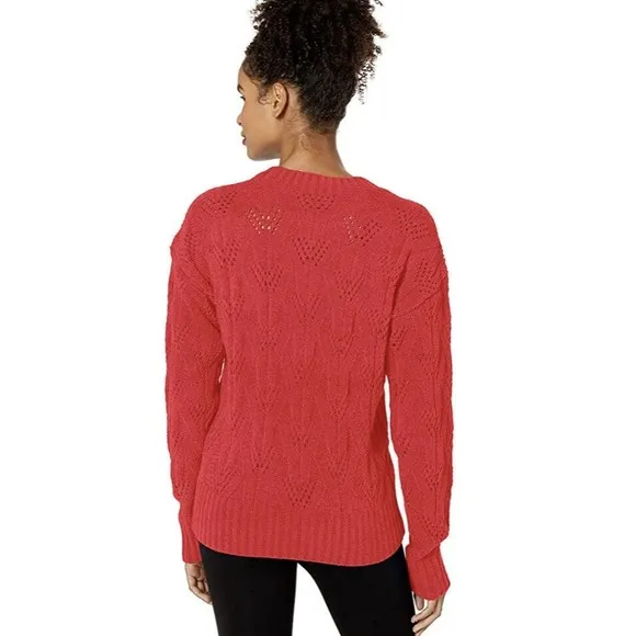 New BCBGMAXAZRIA Bcbg  Women's Pointelle Sweater Red L Large Rts 178