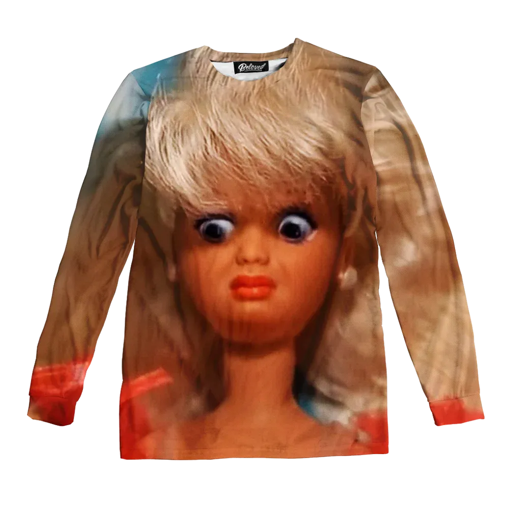 NEW DISGUST BARBIE UNISEX LONG SLEEVE LIGHTWEIGHT SWEATER, SZ L! RETAILS $55 
