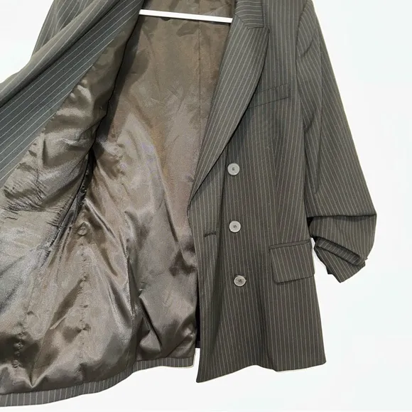 New Zara $129 Double Breasted Pinstripe Jacket Blazer Small 7955/646