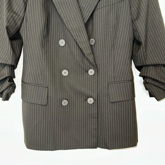 New Zara $129 Double Breasted Pinstripe Jacket Blazer Small 7955/646