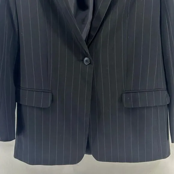 Norma Kamali Boyfriend Jacket Black Pinstripe Oversized Blazer Size 6
