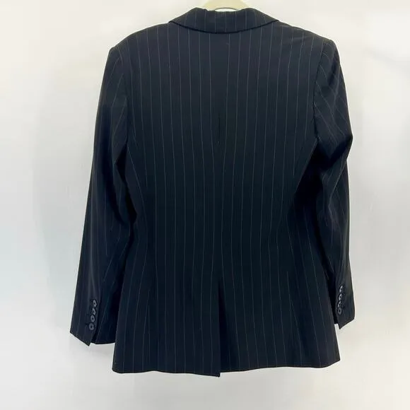Norma Kamali Boyfriend Jacket Black Pinstripe Oversized Blazer Size 6