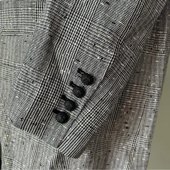 NWT $465 Generation Love-Penelope Oversized Plaid Blazer Size xl gold‎ silver