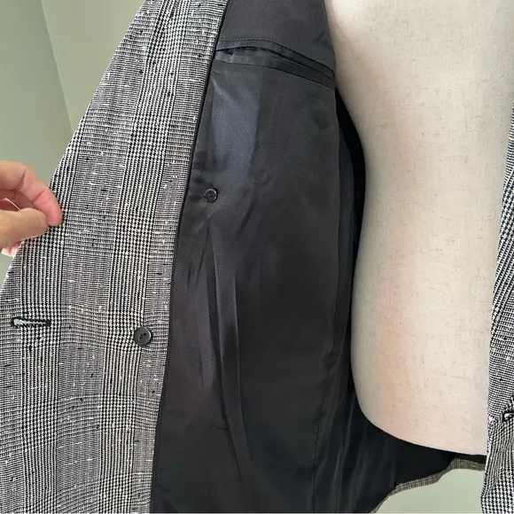 NWT $465 Generation Love-Penelope Oversized Plaid Blazer Size xl gold‎ silver