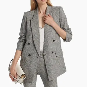 NWT $465 Generation Love-Penelope Oversized Plaid Blazer Size xl gold‎ silver