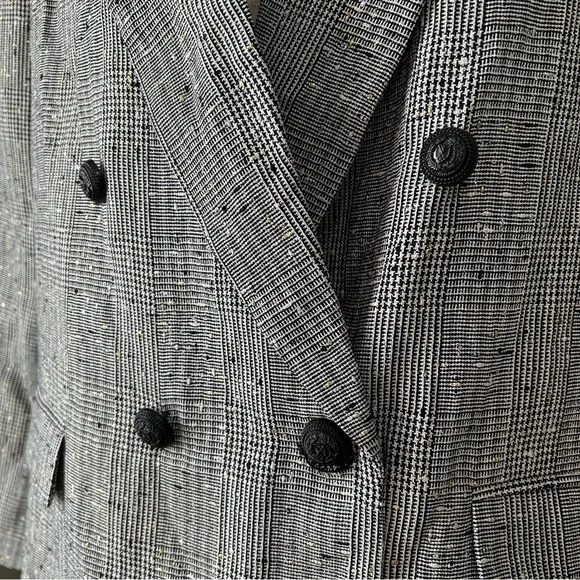 NWT $465 Generation Love-Penelope Oversized Plaid Blazer Size xl gold‎ silver