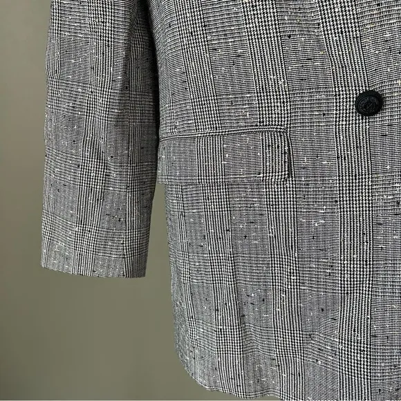 NWT $465 Generation Love-Penelope Oversized Plaid Blazer Size xl gold‎ silver