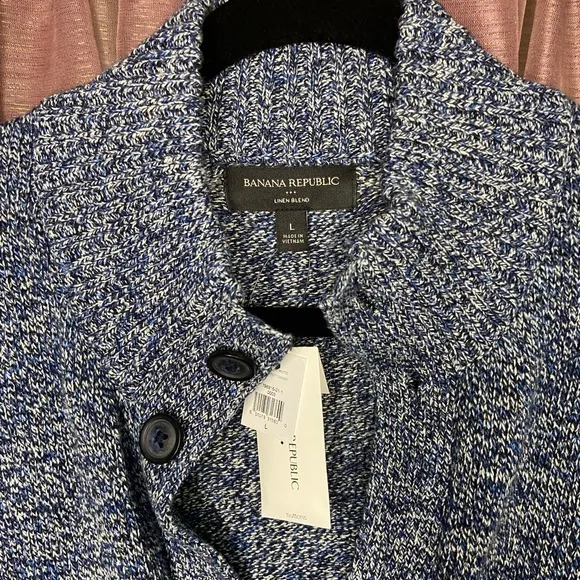 NWT Banana Republic Cotton/Linen Blue Cardigan Sweater