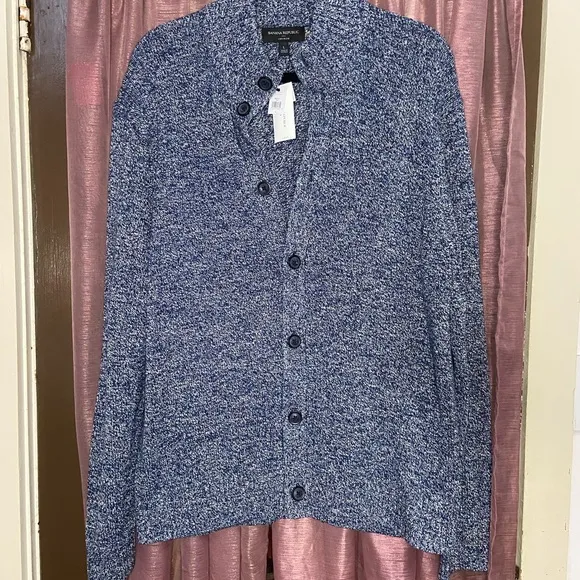 NWT Banana Republic Cotton/Linen Blue Cardigan Sweater