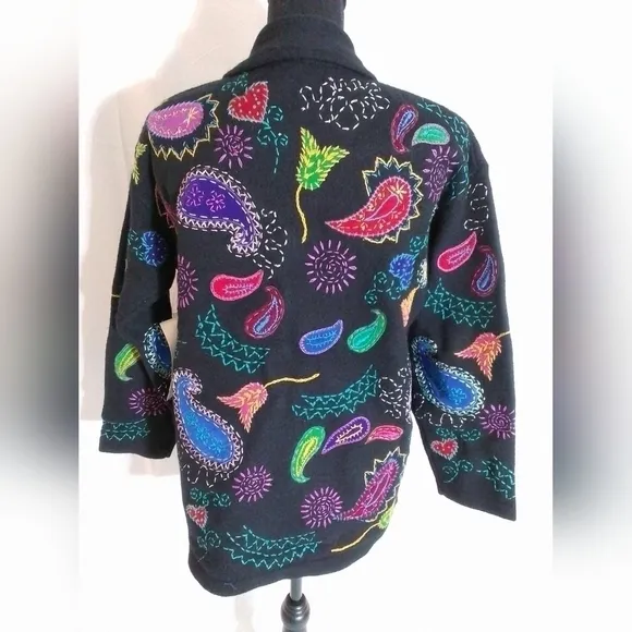 NWT Design Options Philip &amp; Jane Gordon PAISLEY Cardigan WOOL Sweater Womens SM