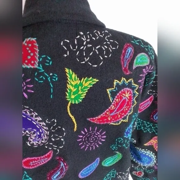 NWT Design Options Philip &amp; Jane Gordon PAISLEY Cardigan WOOL Sweater Womens SM