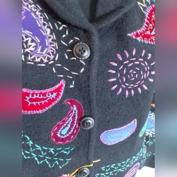 NWT Design Options Philip &amp; Jane Gordon PAISLEY Cardigan WOOL Sweater Womens SM