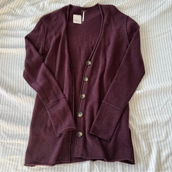 NWT Free People 100% Cashmere Burgundy Sweater