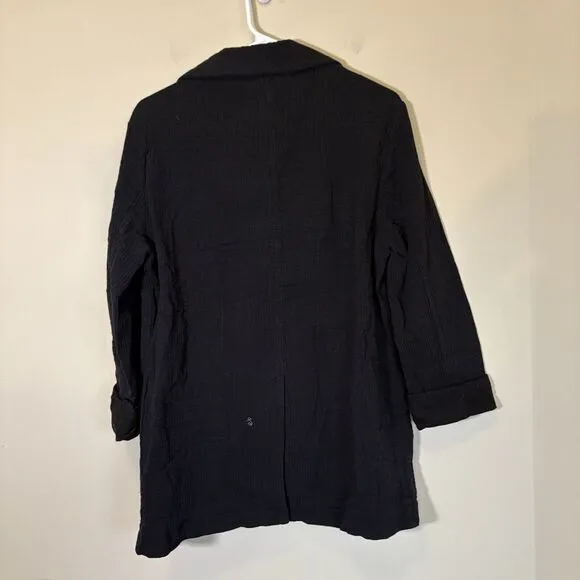 NWT Free People Rowan Blazer Gauze Women's Small‎ Lightweight Black doublebreast