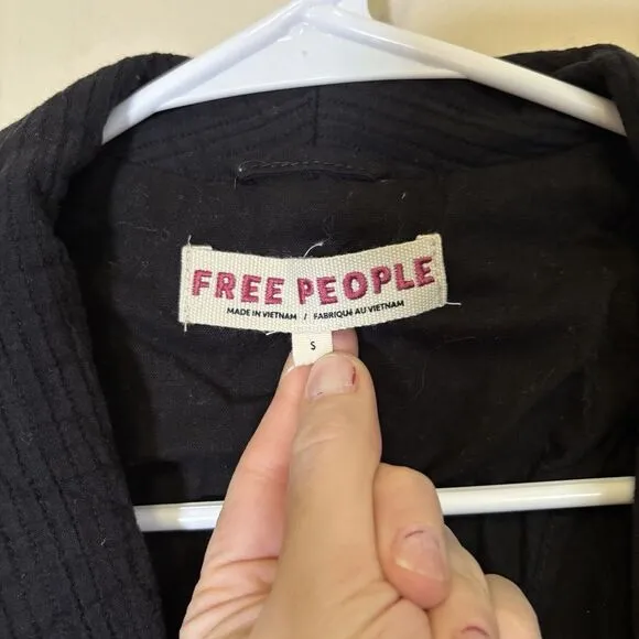 NWT Free People Rowan Blazer Gauze Women's Small‎ Lightweight Black doublebreast