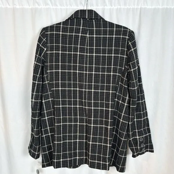 NWT Free People Lined Black Plaid Blazer Size Small