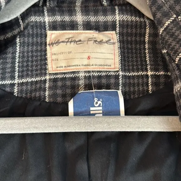 NWT Free People Lined Black Plaid Blazer Size Small