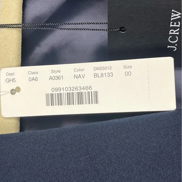 NWT J.Crew navy blue Thompson schoolboy blazer, size 00.