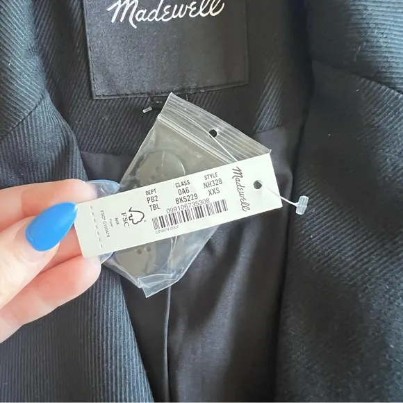 NWT - Madewell - Drapeweave Caldwell Double-Breasted Blazer - True Black