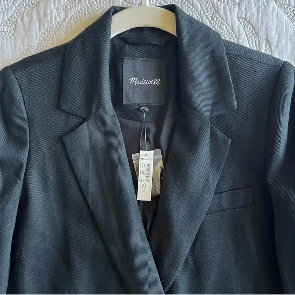 NWT - Madewell - Drapeweave Caldwell Double-Breasted Blazer - True Black