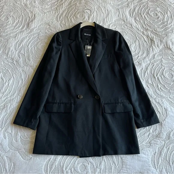 NWT - Madewell - Drapeweave Caldwell Double-Breasted Blazer - True Black