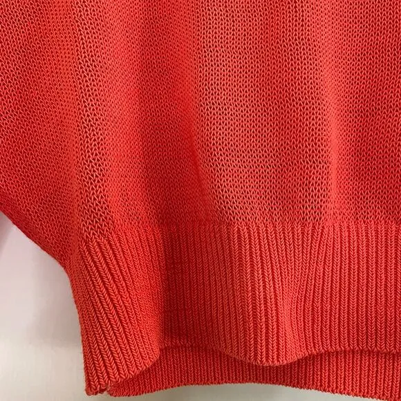 NWT Madewell Loose-Knit Crewneck Sweater XXS Coastal Orange Sheer Cropped Light