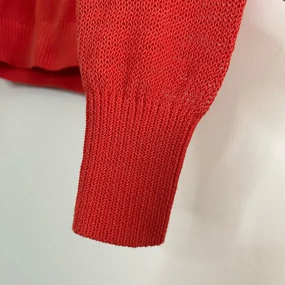 NWT Madewell Loose-Knit Crewneck Sweater XXS Coastal Orange Sheer Cropped Light