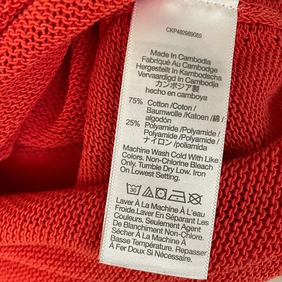 NWT Madewell Loose-Knit Crewneck Sweater XXS Coastal Orange Sheer Cropped Light