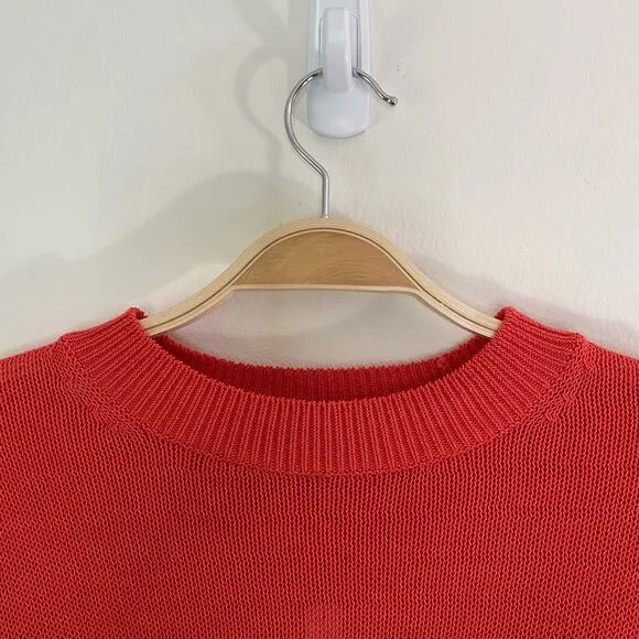 NWT Madewell Loose-Knit Crewneck Sweater XXS Coastal Orange Sheer Cropped Light