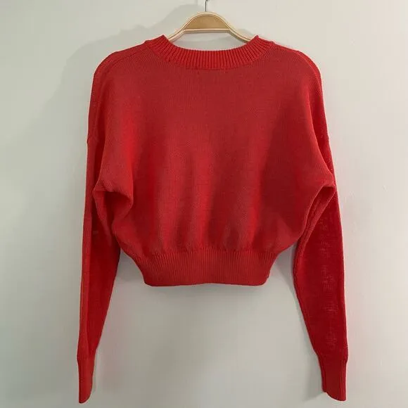 NWT Madewell Loose-Knit Crewneck Sweater XXS Coastal Orange Sheer Cropped Light
