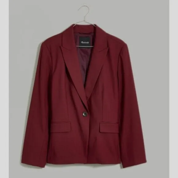 Nwt Madewell Wool Blend Stretch Waisted Blazer Cabernet 10