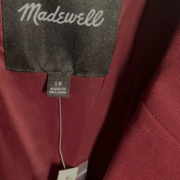 Nwt Madewell Wool Blend Stretch Waisted Blazer Cabernet 10