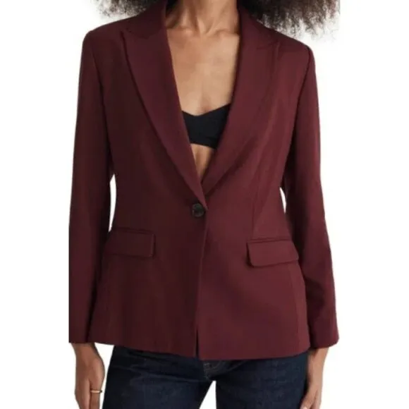 Nwt Madewell Wool Blend Stretch Waisted Blazer Cabernet 10