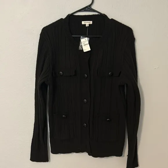 NWT Max Studio Pullover Cardigan sweater, black, women’s size Large.
