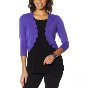 NWT Nina Leonard Women's Scallop Bolero Cardigan Sweater Small Medium