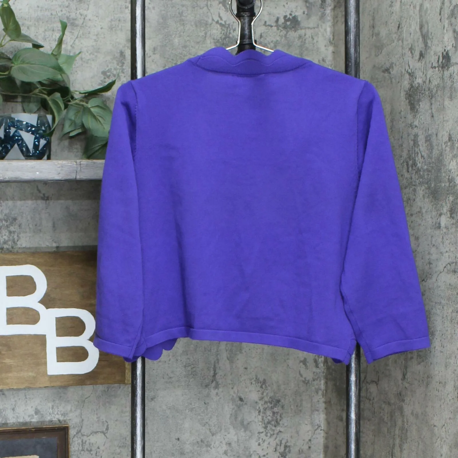 NWT Nina Leonard Women's Scallop Bolero Cardigan Sweater Small Medium