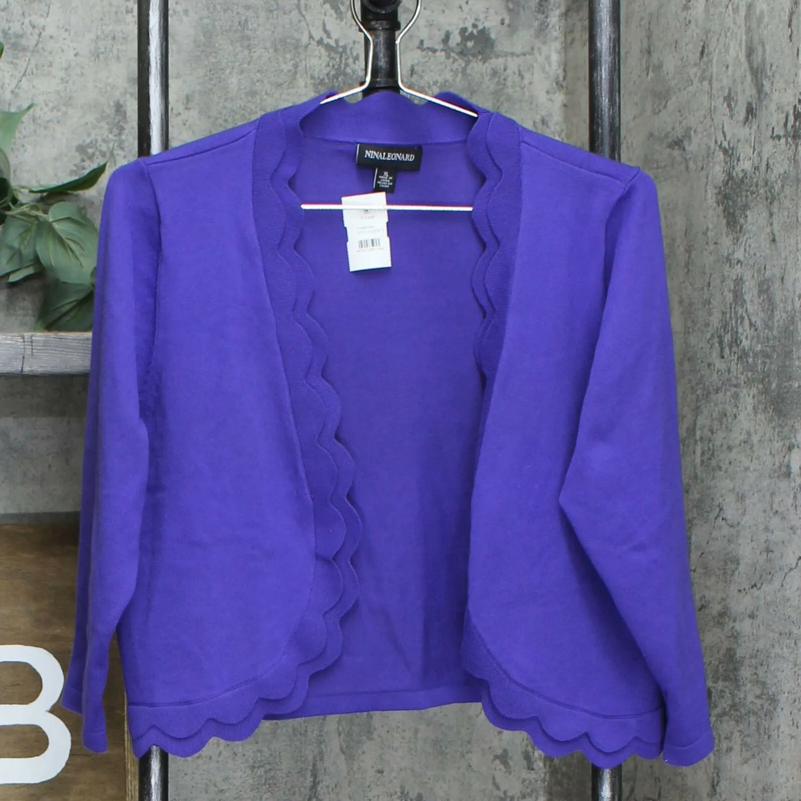 NWT Nina Leonard Women's Scallop Bolero Cardigan Sweater Small Medium