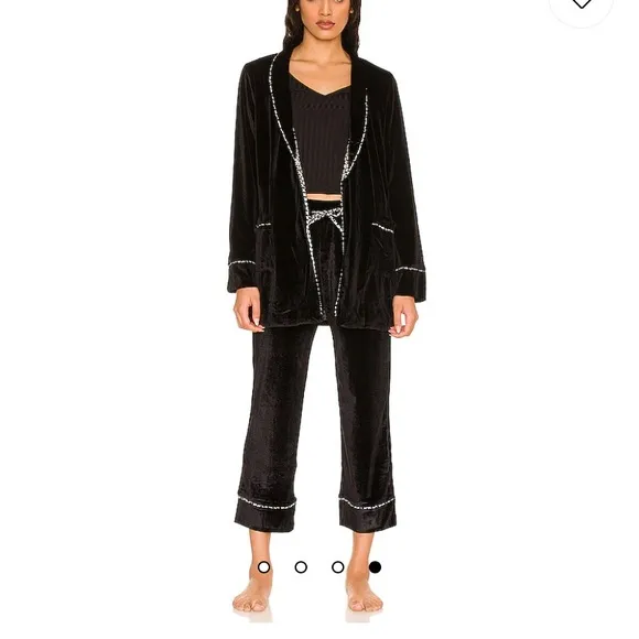 NWT Revolve Velvet Wrap Jacket and Cropped Pant Pajama Set