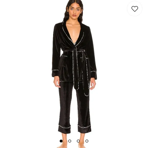 NWT Revolve Velvet Wrap Jacket and Cropped Pant Pajama Set