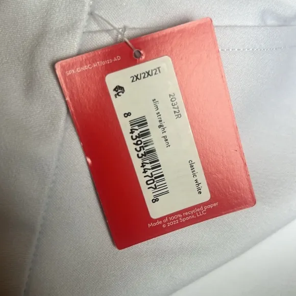 NWT SPANX On-The-Go Slim Straight Pant Classic White - 20372