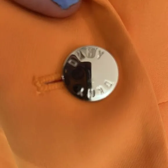 NWT DKNY Orange Double-Breasted Boyfriend Blazer Gold